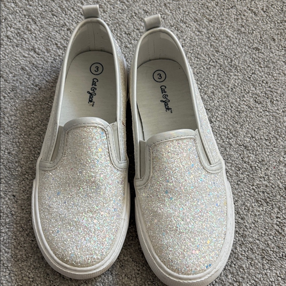Cat & Jack Sparkly Slip-On Sneakers - White